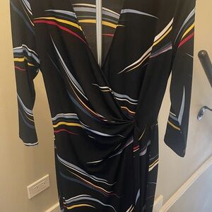 Anne Klein Black Dress with Multicolor Stripes